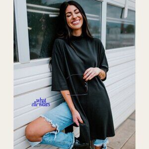 Dressed In Lala: Icon Mock Neck Oversized Tunic - Black